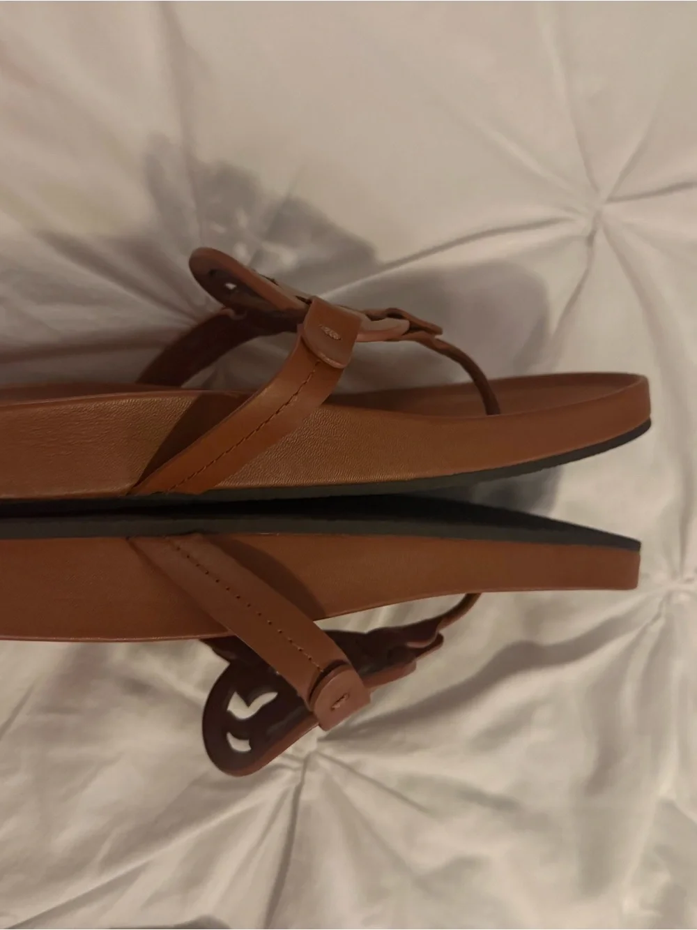 Tory Burch Miller Cloud Leather Sandals Brown
